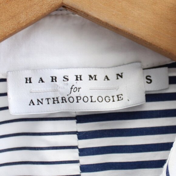 Harshman Blue & White Aurora Stripe Button Down Long Sleeve Shirt Size Small - Picture 4 of 8